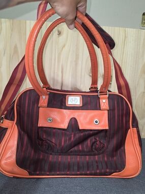 lululemon athletica Orange & Burgundy Striped Travel Tote
